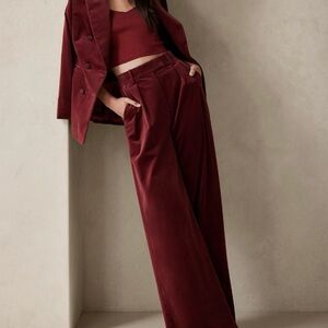 Banana republic, red velvet, high rise wide legged pants